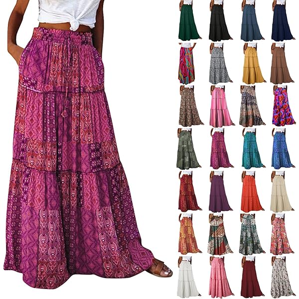 スカート drawstring ribbon tiered long skirt drawstring ribbon tiered long skirt